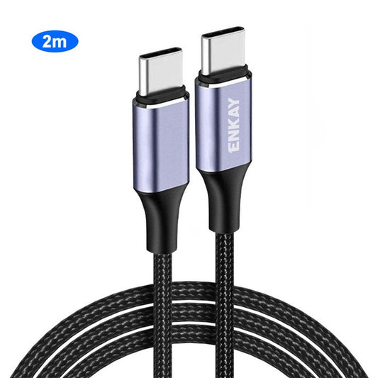 ENKAY HAT PRINCE 2m E-Marker USB C Charge Cable PD 100W 480Mbps Data Transmission Cord 5A Fast Charging Type C Wire