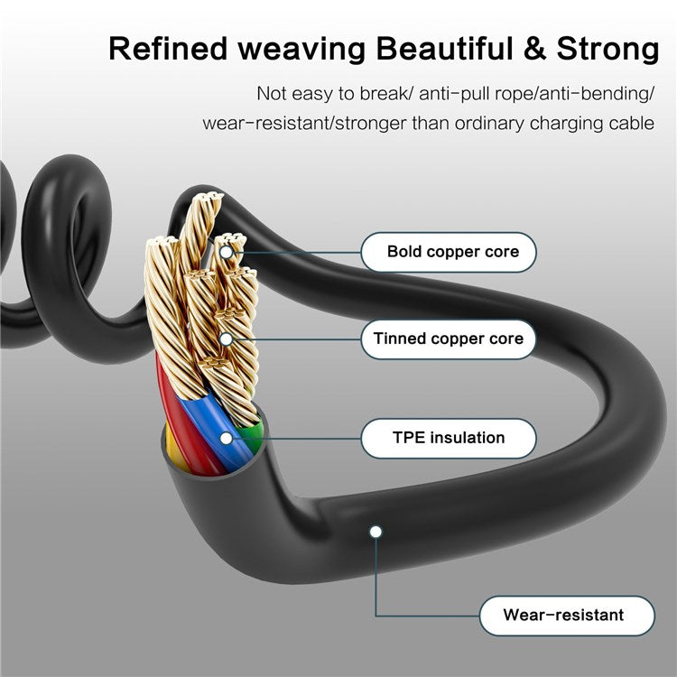 3A Micro USB Telescopic Spring Coil USB Charging Cord Data Transmission Cable