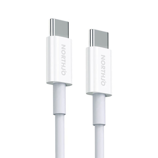 NORTHJO for iPhone 15 Series 2m PD 100W Type-C to Type-C Phone Tablet Laptop Fast Charging Data Cable with E-Marker Chip - White