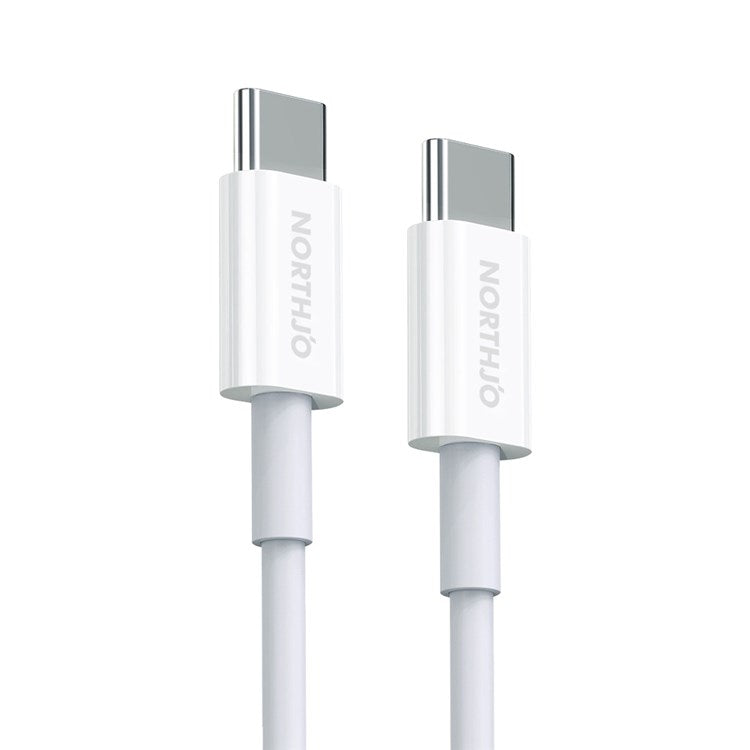 NORTHJO 1m 60W Type C PD Fast Charging Cable 480Mbps Data Transmission Wire for Home and Office - White
