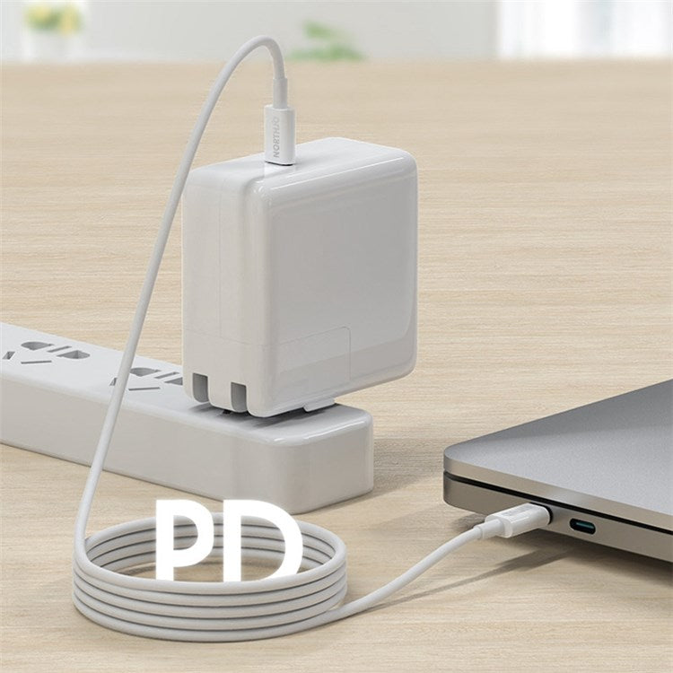 NORTHJO 1m 60W Type C PD Fast Charging Cable 480Mbps Data Transmission Wire for Home and Office - White