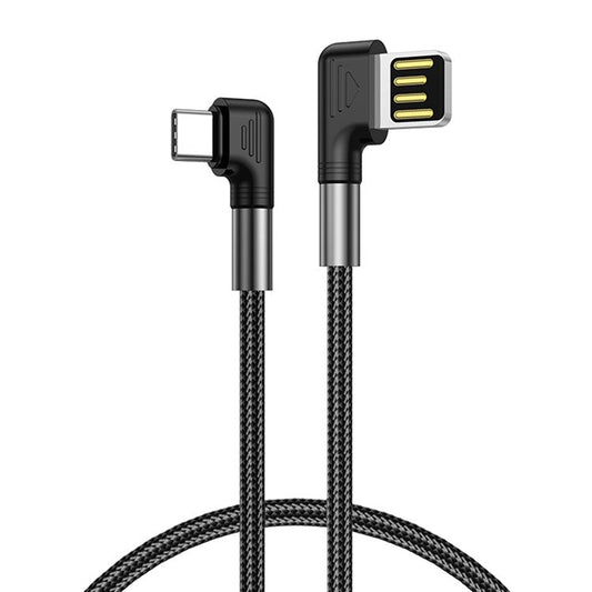 For iPhone 15 Series 1m USB to Type-C 90 Degree Elbow Data Cable 3A Fast Charging Nylon Braided Wire