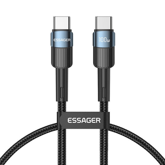 ESSAGER 1m Type C High-speed 100W PD Charging Cable 480Mbps Fast Data Transfer Cord - Blue
