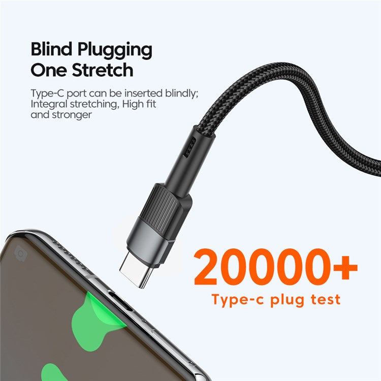 ESSAGER 1m USB C to C Cable 60W PD Fast Charging 480Mbps Fast Data Transmission Cord - Black