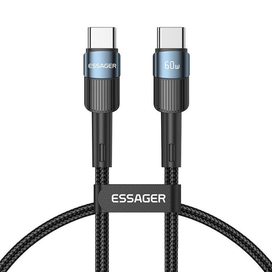 ESSAGER 1m USB C to C Cable 60W PD Fast Charging 480Mbps Fast Data Transmission Cord - Blue