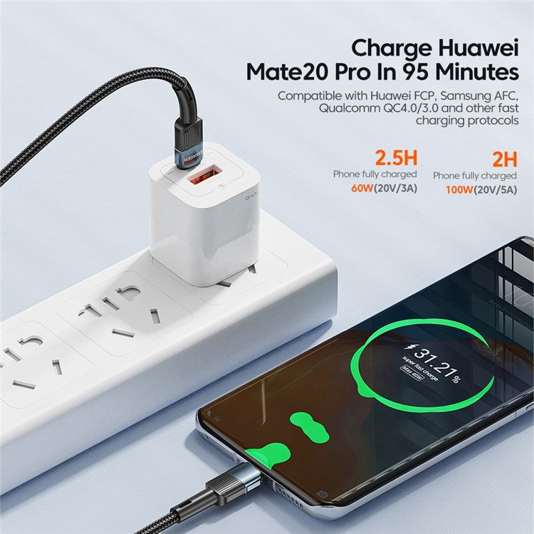 ESSAGER 1m USB C to C Cable 60W PD Fast Charging 480Mbps Fast Data Transmission Cord - Blue
