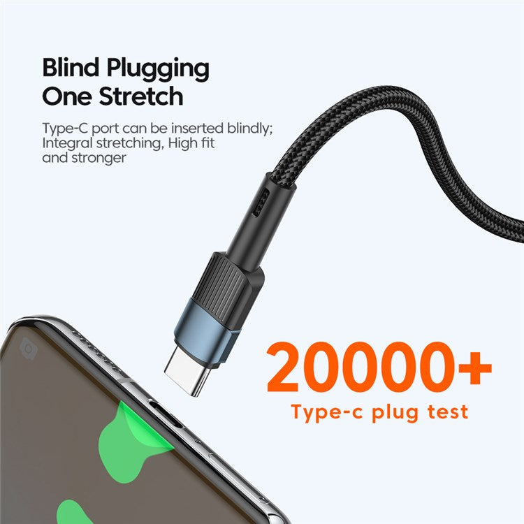 ESSAGER 1m USB C to C Cable 60W PD Fast Charging 480Mbps Fast Data Transmission Cord - Blue