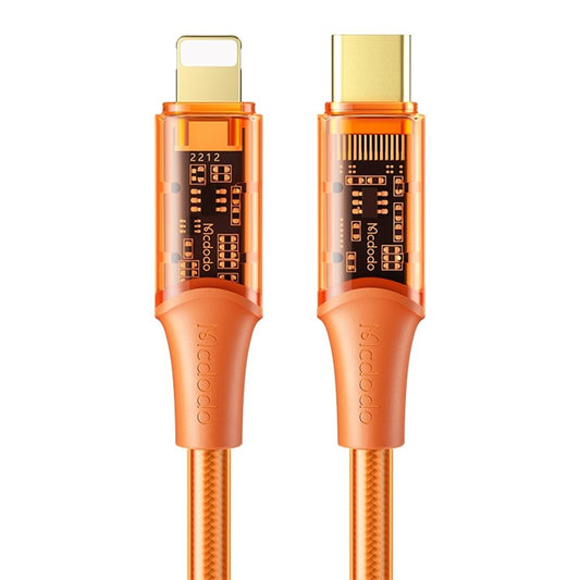 MCDODO CA-159 1.8m Amber Series Type-C to Lightning Data Cord Transparent PD 36W Charging Cable - Orange