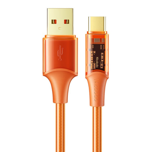 MCDODO CA-209 1.8m Amber  Series for iPhone 15 Series 480Mbps Transparent Data Cord USB to Type-C 6A Max Charging Cable - Orange