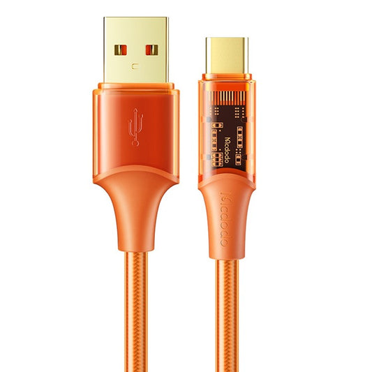 MCDODO CA-209 1.2m Amber  Series for iPhone 15 Series Transparent USB to Type-C Data Cord 6A Max Charging Cable - Orange
