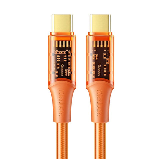 MCDODO CA-211 1.2m Amber  Series for iPhone 15 Series Transparent Type-C Data Cord PD 100W USB C Charging Cable - Orange