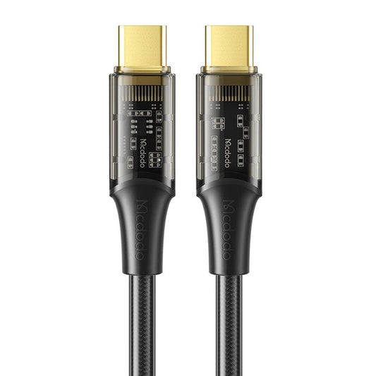 MCDODO CA-211 1.2m Amber  Series for iPhone 15 Series Transparent Type-C Data Cord PD 100W USB C Charging Cable - Black