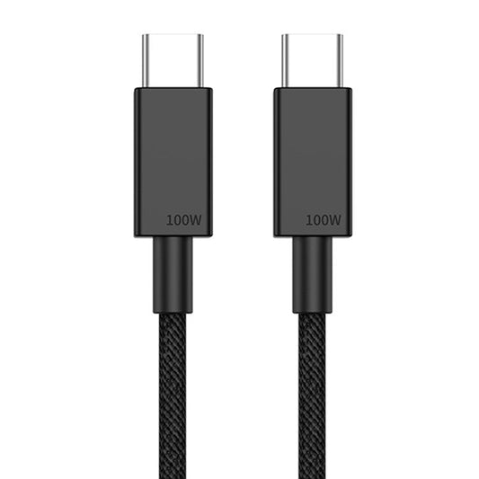 0.5m Braided Style Dual Type C Interface PD 100W Charging Cord for Laptops and Cell Phones - Black