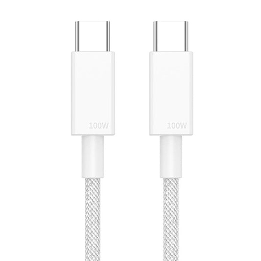 0.5m Braided Style Dual Type C Interface PD 100W Charging Cord for Laptops and Cell Phones - White
