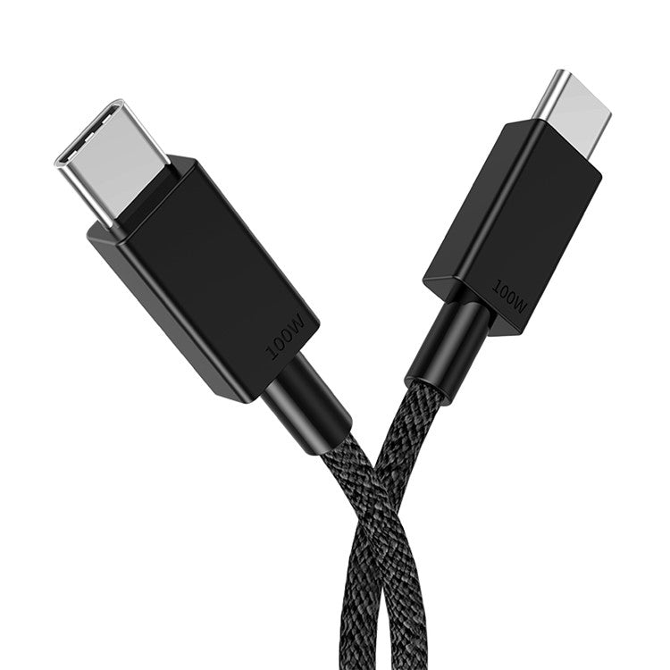 1m Cell Phone Cable Tear-resistant PD 100W Type C Fast Charging Wire for Tablet and Laptop - Black