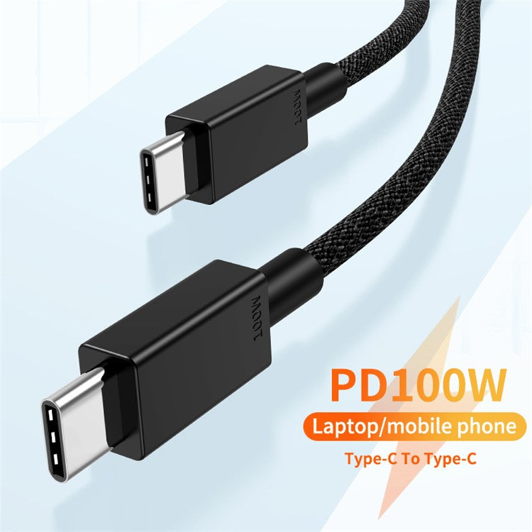 1m Cell Phone Cable Tear-resistant PD 100W Type C Fast Charging Wire for Tablet and Laptop - White