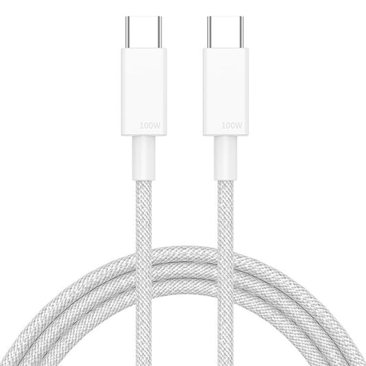 2m PD 100W High-speed Fast Charging Cable Cell Phone Tablet Laptop USB C Device Charge Cord - White