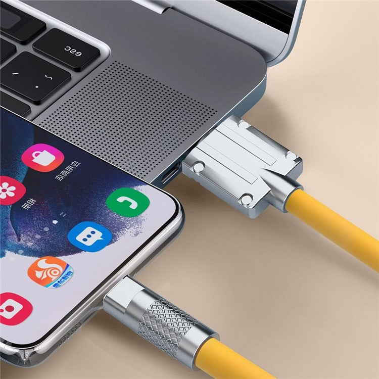 1.5m 120W USB to Lightning Data Cable Metal Joint Liquid Silicone Super Fast Charging Phone Cable - Yellow