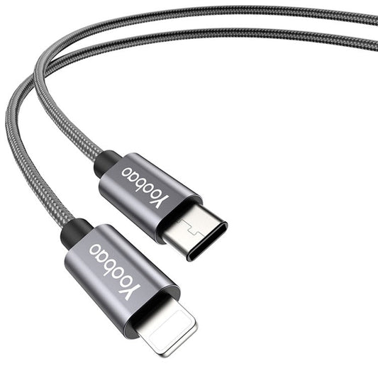 YOOBAO V18 for iPhone 15 Series 1.2m PD 20W Type-C to Lightning Charging Cable for iPhone Braided Wire Data Cord - Black