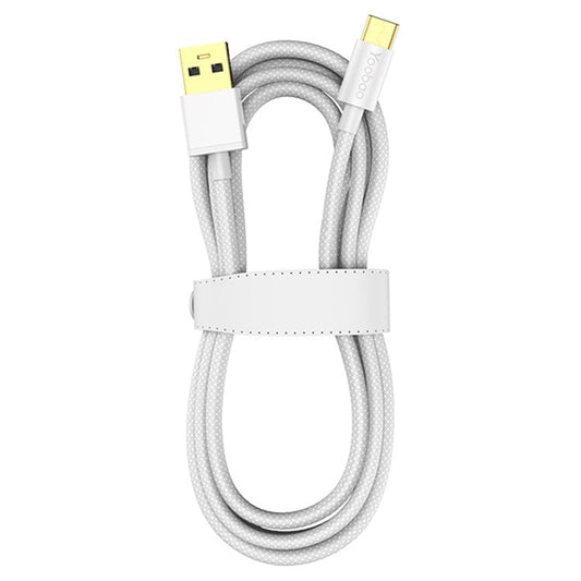 YOOBAO V3 for iPhone 15 Series 2m USB to Type-C Charging Line Nylon Braided 66W Fast Charging Data Transmission Cable - White