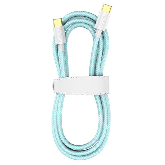 YOOBAO V3 for iPhone 15 Series 2m Dual Type-C Plug Charging Cord Nylon Braided 66W Fast Charging Data Transfer Cable - Blue
