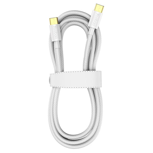 YOOBAO V3 for iPhone 15 Series 2m Dual Type-C Plug Charging Cord Nylon Braided 66W Fast Charging Data Transfer Cable - White
