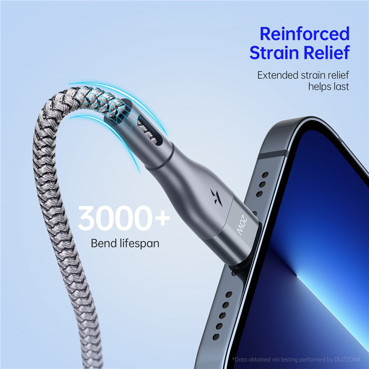 DUZZONA A1 PD 20W Data Cable USB C to Lightning Nylon Braided Cable 100cm for iPhone 8-14 Series , (CE / FCC / UKCA / ROHS Certificate)