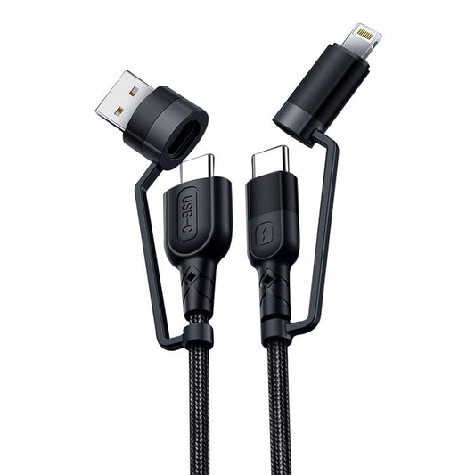 XUNDD for iPhone 15 Series PD 20W Fast Charging Braided Cord 4-in-1 USB / Type-C / Lightning Data Cable