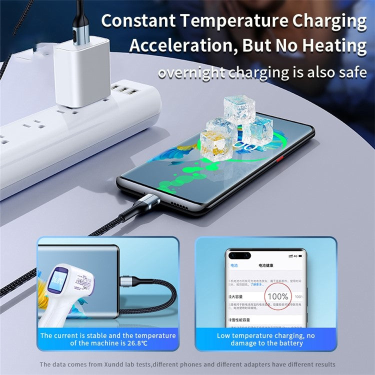 XUNDD for iPhone 15 Series 1m PD 20W USB-A to Type-C Braided Cable for Fast Charging and Data Transfer - Black