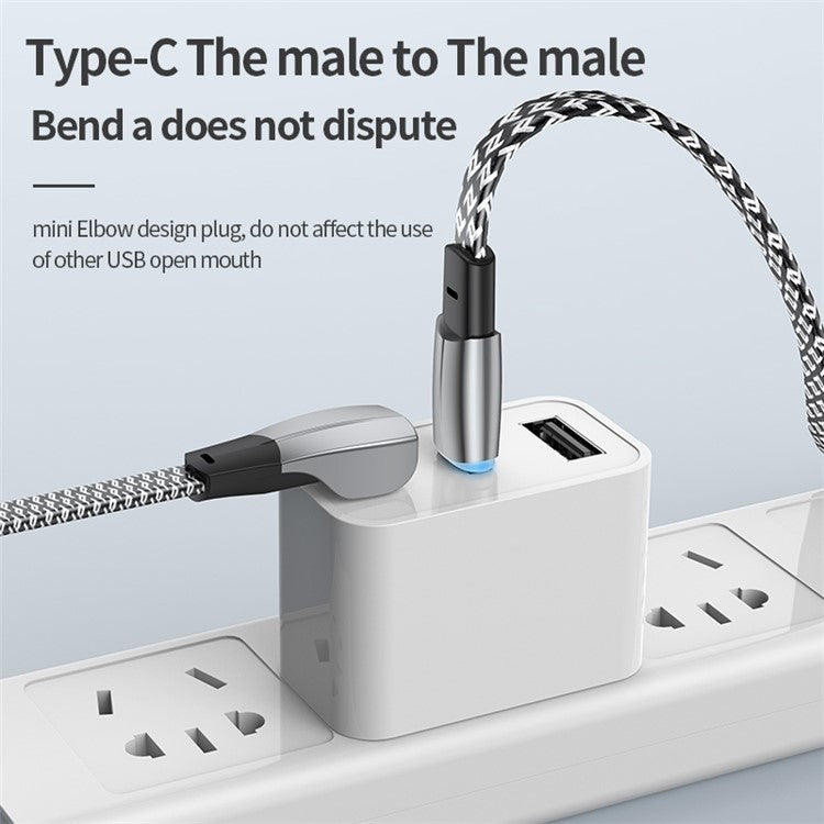 2m USB-C to Lightning 3A Fast Charging Cable Elbow Design 480Mbps Transmission Data Cord Wire