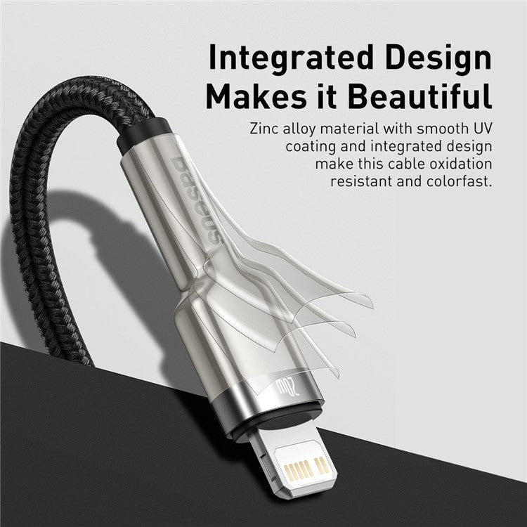 BASEUS Cafule Serires Metal Data Cable Type-C to 7Pin PD 20W 0.25m Fast Charging Cable for iPhone