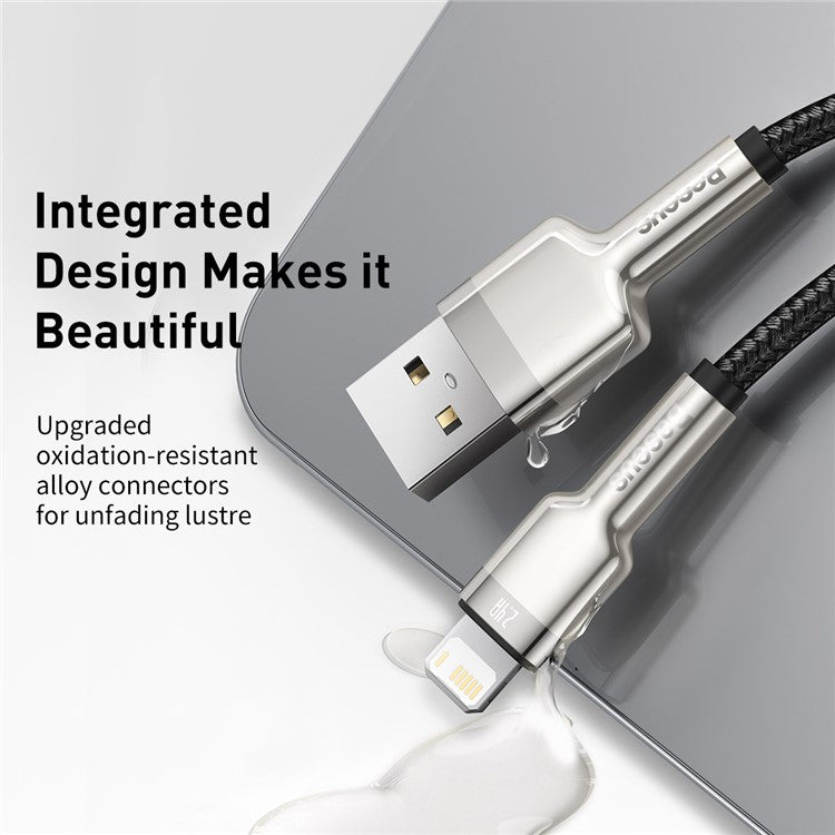 BASEUS Cafule Series Metal Data Cable USB to iP 2.4A Fast Charging Cord for iPhone - Black