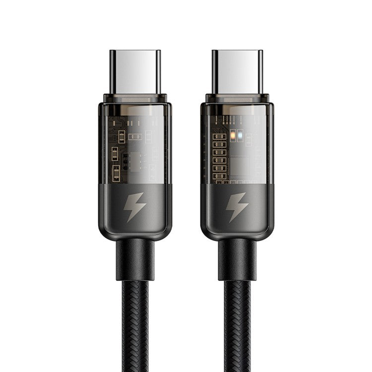 MCDODO CA-2840 for iPhone 15 Series 1.2m PD 100W Fast Charging Type-C to Type-C Auto Power Off Transparent Data Cable, Black