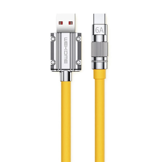 WEKOME Wingle Series 1m 6A USB to Type-C Super Fast Charging Cord Anti-freeze Data Cable - Yellow