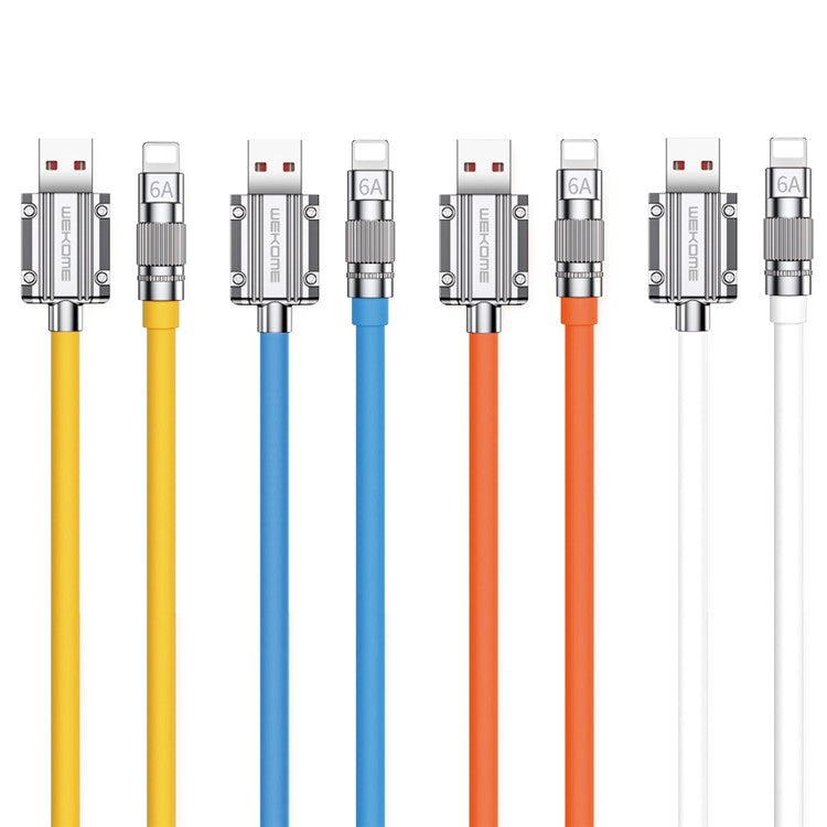 WEKOME Wingle Series 1m 6A USB to Lightning Super Fast Charging Round Cord Anti-freeze Thicken Data Cable - Yellow