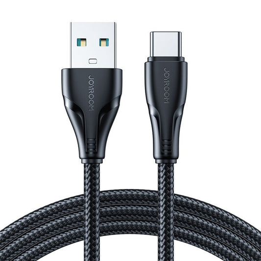 JOYROOM S-UC027A11 Surpass Series for iPhone 16-15 Series 1.2m USB to Type-C 3A Fast Charging Cable Nylon Braided Cord - Black
