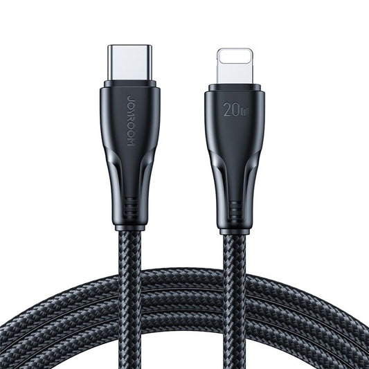 JOYROOM S-CL020A11 Surpass Series for iPhone 15 Series 1.2m Nylon Braided Type-C to Lightning Cable 20W Data Cord - Black