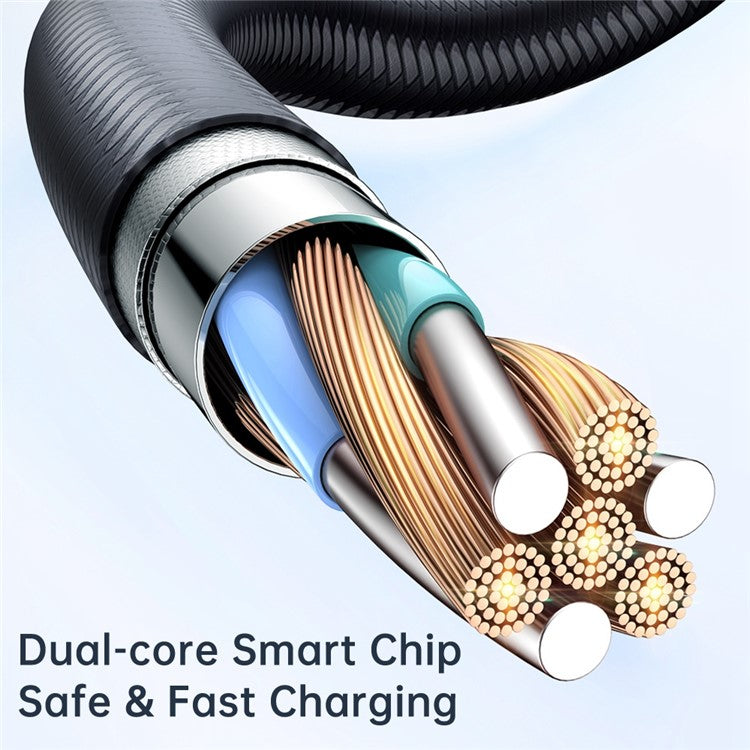 MCDODO CA-3141 MDD 1.8m USB to Lightning 3A Fast Charge Cable Smart Auto Disconnect Function Nylon Braided Wear-resistant Data Transfer Line - Black