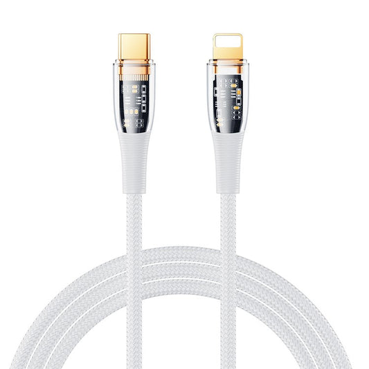 REMAX Explore Series Cyberpunk 1.2m PD Fast Charging Cable 20W Type-C to Lightning Data Transmission Wire Cord for iPhone - White