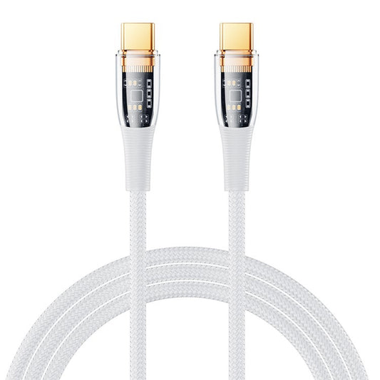 REMAX Explore Series for iPhone 15 Series Cyberpunk PD Fast Charging Cable 100W Type-C to Type-C Data Transmission Wire Cord - White