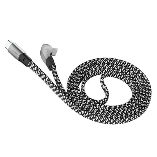 ENKAY HAT PRINCE 1m 6A 90-Degree Elbow Type-C to Type-C Data Cable 65W Braided Charging Cord with Indicator Light