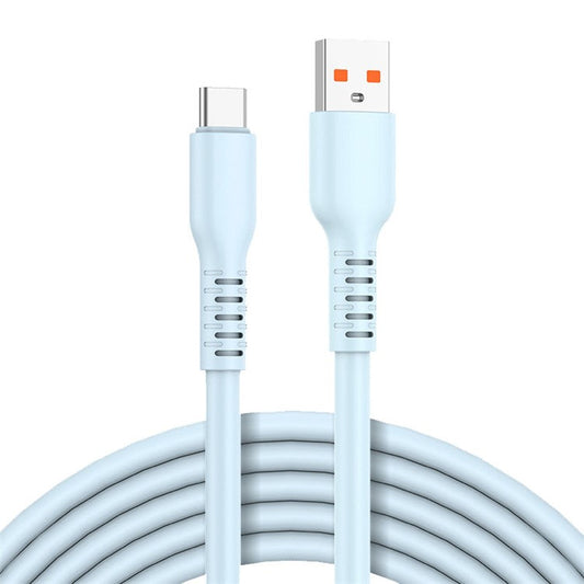ENKAY 1m USB to Type-C 6A High Current Fast Charging Cord Candy Color Silicone Data Cable - Blue