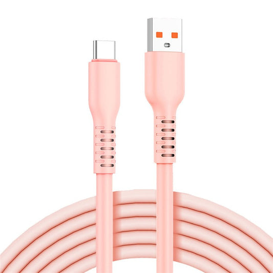 ENKAY 1m USB to Type-C 6A High Current Fast Charging Cord Candy Color Silicone Data Cable - Pink