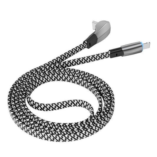 ENKAY HAT PRINCE 2m 30W Right Angle Type-C to Lightning Fast Charging Cable Data Cord with Indicator Light