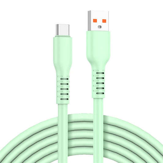 ENKAY 2m Candy Color Silicone Data Cable USB to Type-C 6A High Current Fast Charging Cord - Green
