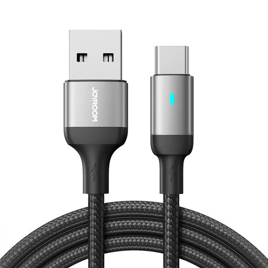 JOYROOM S-UC027A10 Feifan Series for iPhone 16-15 Series 1.2m 3A USB-A to Type-C Fast Charging Cord Braided Data Cable - Black