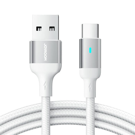 JOYROOM S-UC027A10 Feifan Series for iPhone 16-15 Series 1.2m 3A USB-A to Type-C Fast Charging Cord Braided Data Cable - White