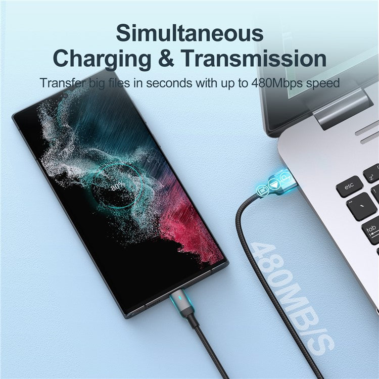 JOYROOM S-UM018A10 Feifan Series 1.2m USB-A to Micro 2.4A Fast Charging Cord Braided Data Cable with Indicator Light - White
