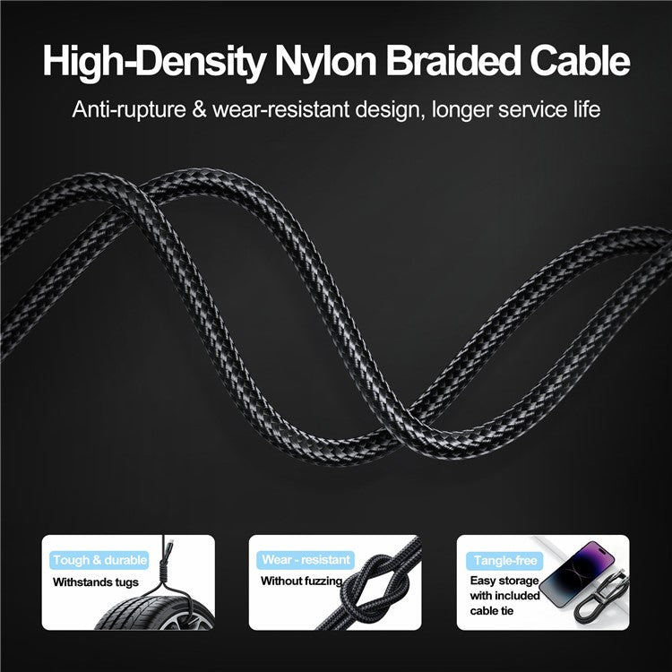 JOYROOM S-UM018A10 Feifan Series 2m Lengthened USB-A to Micro 2.4A Fast Charging Cord Braided Data Transfer Cable with Indicator Light - White