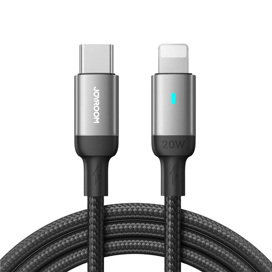 JOYROOM S-CL020A10 Feifan Series for iPhone 15 Series 1.2m Type-C to Lightning PD 20W Fast Charging Cord Nylon Braided Data Cable - Black